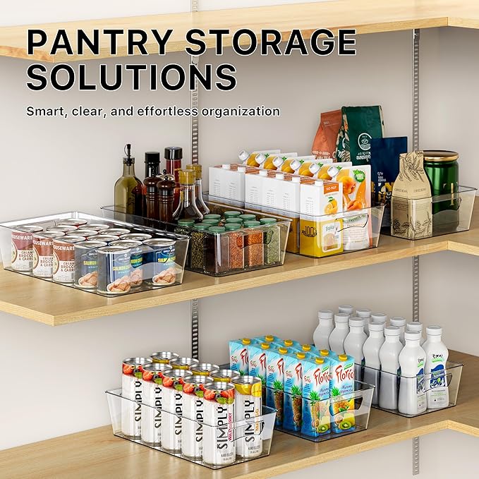 Simple Houseware 4 Pcs Kitchen Clear Bin Storage Organizer, 15" x 8" x 3.75"