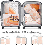 Compression Packing Cubes for Suitcases, 6 Set Bohemia Luggage Organizer, Lightweight Waterproof Expandable/Compression Bags 
