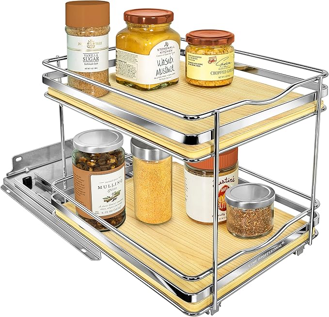 LYNK PROFESSIONAL® Élite™ Pull Out Spice Organization for Cabinets - 8-3/8 inch Wide – Spice Rack for Inside Cabinets – Wood/
