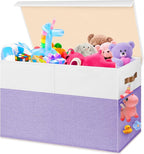 Mabahoo Large Toy Box, Collapsible Sturdy Storage Chest With Lids, Kids Toy Chest Storage Organizer Toddler Bin Boxes for Liv