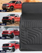 CreekT® for Ford F150 & Bronco Floor Mats 1980-1996, for F250/F350 1980-1997 All Weather Floor Mats, Custom Fit for Ford F-150 & Bronco, 2-Piece Front Set Rubber Heavy Duty Classic Truck Accessories
