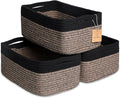 NaturalCozy 13.5”x8.5”x5.5” Rectangle Storage Baskets for Shelves 3 Pack | Cotton Rope Woven Small Baskets for Organizing | S