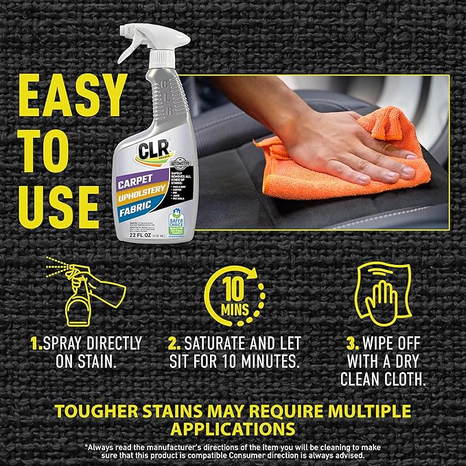 CLR Brands Automotive Carpet, Upholstery & Fabric Cleaner, 22 oz. Spray Bottle, Fast-Acting Stain Remover, Cleans Mud, Coffee