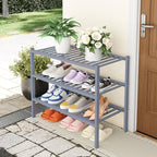 Smiry Shoe Rack, 3 Tier Thick Bamboo Shoe Organizer, Stackable Free Standing Wooden Shoe Storage Shelf for Closet, Entryway, 