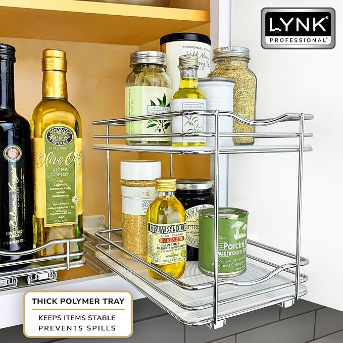 LYNK PROFESSIONAL® Pull Out Spice Organization for Cabinets - 6-3/8 inch Wide – Spice Rack for Inside Cabinets, Slide Out Spi