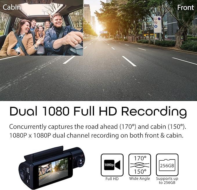 Rexing V3 Dual Camera Front and Inside Cabin Full HD 1080p with WiFi and Built-in GPS
