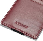 HISCOW Car Sun Visor Card Holder with Elastic Band Fastener - Italian Calfskin (Wine Red)