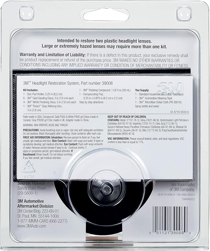 3M 39008 Headlight Lens Restoration System - Case of 4