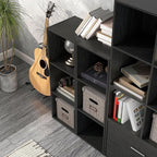 Homes: Inside + Out Apexa 3-Cube Storage Organizer Shelves, Stackable Wood Bookcase Fits Cubby Bins for Organization, Dorm Te