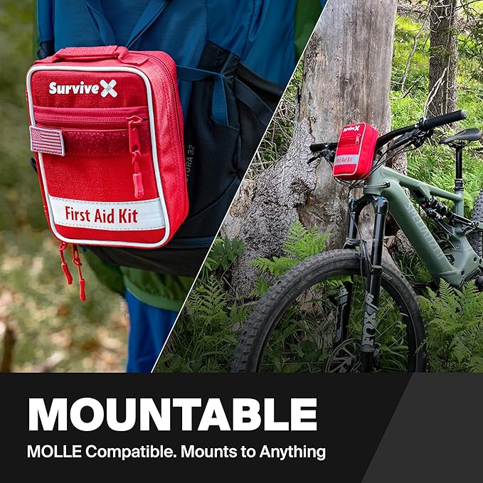 Small First Aid Kit for Car, Travel & Home - Emergency Kit for Hiking, Camping, Backpacking and Outdoors - Includes Zip Stitc