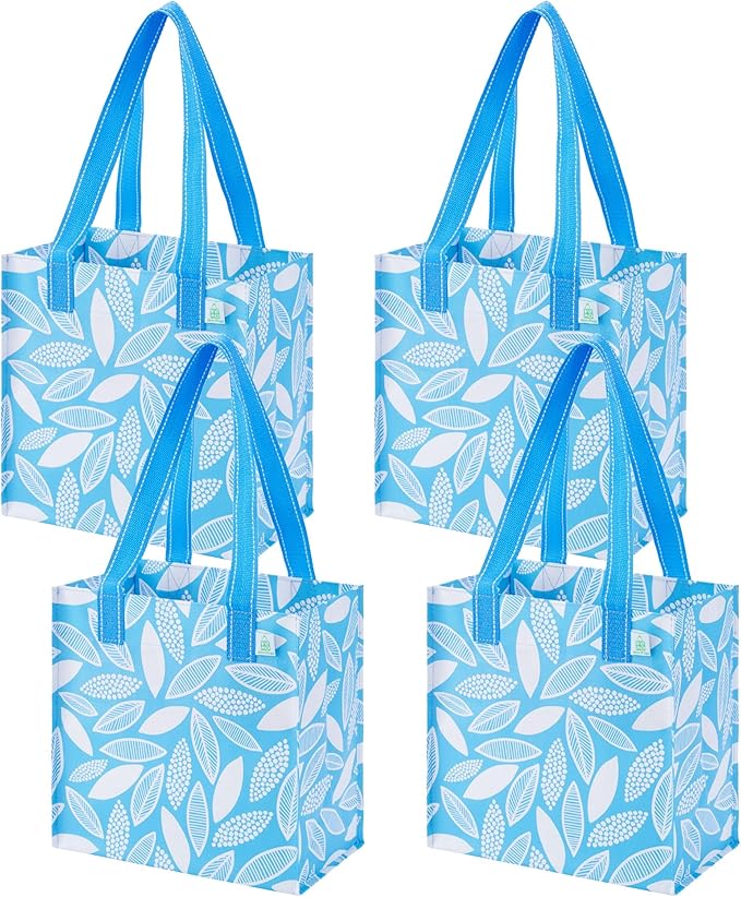 VENO 2-4 Pack Reusable Grocery shopping Bags, Medium Tote Bag w/Handle Hard Bottom, Heavy Duty, Foldable Carrier