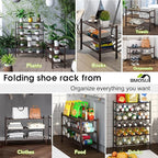 BMOSU 3-Tier Bamboo Shoe Rack Premium Stackable Shoe Shelf Storage Organizer for Hallway Closet Living Room Entryway Organize