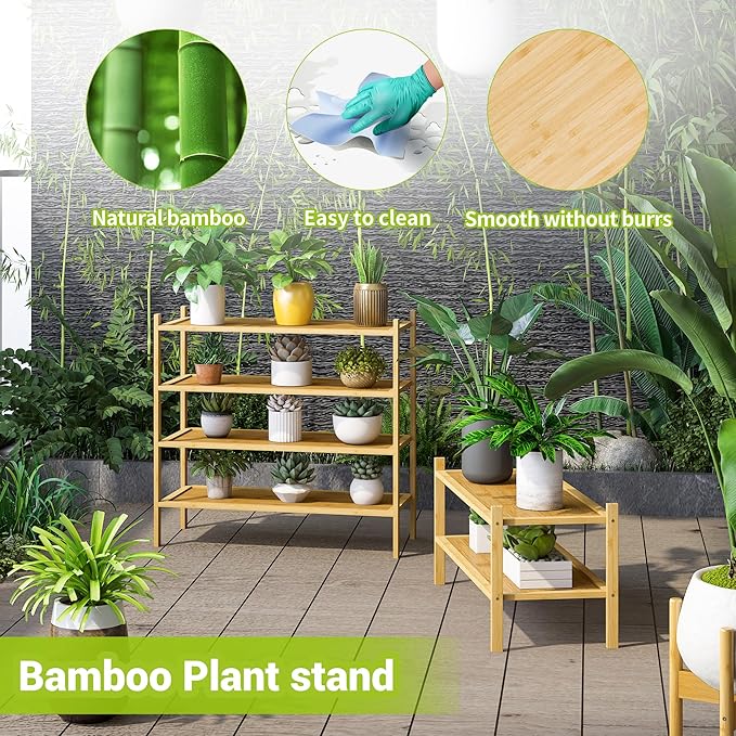 BMOSU 2-Tier Bamboo Shoe Rack Premium Stackable Shoe Shelf Storage Organizer for Hallway Closet Living Room Entryway Organize