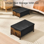 Under Bed Storage with Wheels,Under Bed Drawers Heavy Duty, 2 Packs, Wooden Under Bed Storage Containers Organizer, Metal Fra