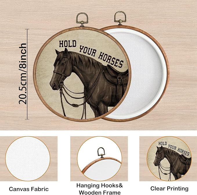 KSDUT Vintage Horse Wall Art Decor - Preppy Trendy Western Wall Art Canvas Frame Hanging Prints, Retro Inspirational Hold You