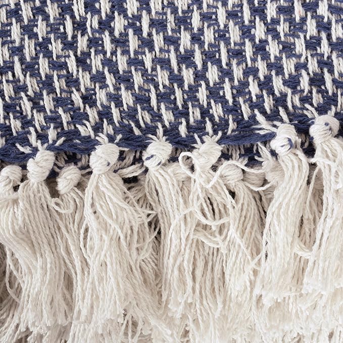 DII 100% Cotton Basket Weave Throw for Indoor/Outdoor Use Camping Bbq's Beaches Everyday Blanket, 50 x 60, Woven Stripe