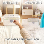 2-Pack Medicine Storage Box, Small & Large Portable Medicine Cabinet Organizer with Trays, Plastic First Aid Box Empty for Fa