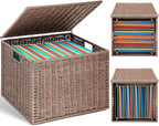 Cinnvoice Extra Large Decorative File Box 18 x 16 x 13 in Wicker Seagrass File Basket Organizer for Letter Legal Size Hand Wo