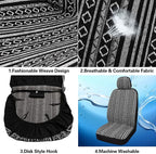 Pariitadin Baja Saddle Blanket Car Seat Covers Full Set with Seat Belt Pads, Washable Breathable Striped Woven Cloth Seat Cov