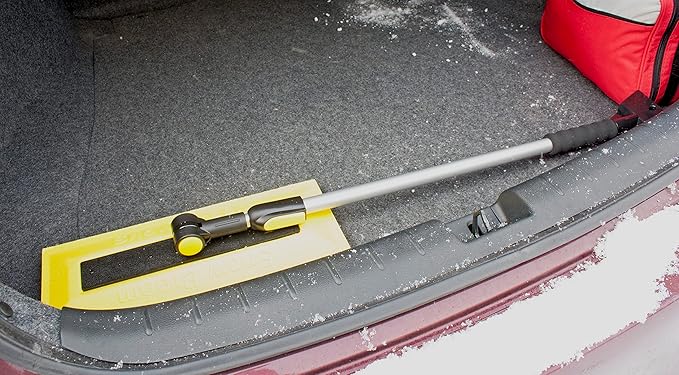 Emsco Group 1719-1AZ Bigfoot 52" Telescoping Snowbroom with 16" Swiveling Foam Blade Dual-Head Ice Scraper, Assorted