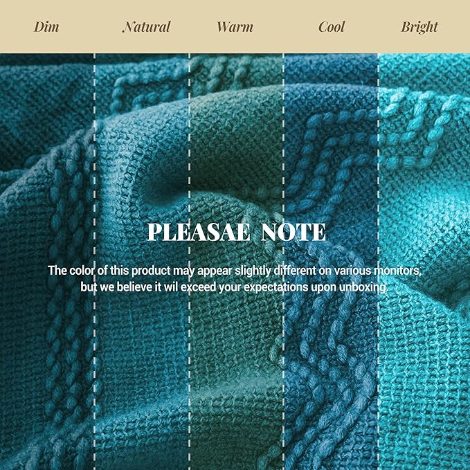BATTILO HOME Teal Blue Throw Blanket for Couch, Decorative Throw Blanket for Sofa Bed Room Home Decor, 50"x60"