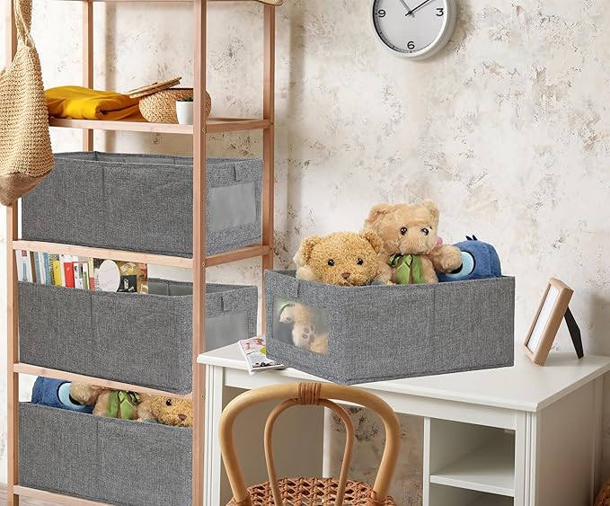Fordonral 4 Pack Closet Organizers and Storage Bins, Storage Containers for Organizing Clothing, Jeans, Toys, Books, Shelves,