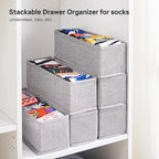 MURRI&MURRDI Mini Foldable Clothes Drawer Organizer 6 Pcs, Narrow Fabric Drawer Organizer for Nursery, Small Dresser Storage 