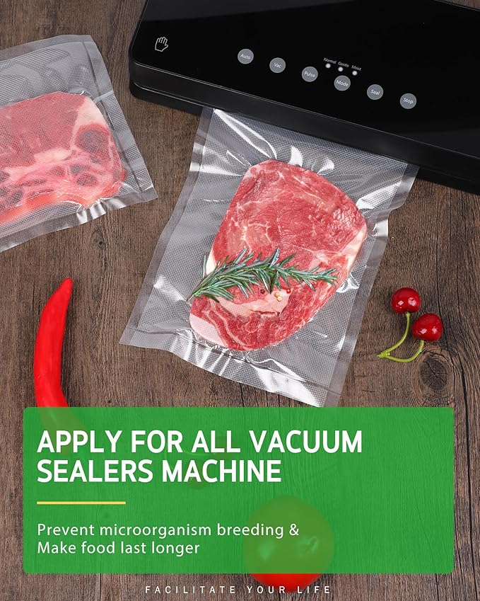 Syntus Vacuum Sealer Bags for food, 2 Pack 8" x 20' Commercial Grade Bag Rolls, Food Vac Bags for Storage, Meal Prep or Sous 