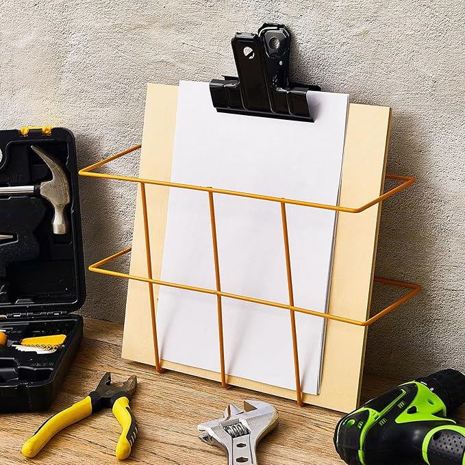 Nuenen 2 Packs MSDS Binder Holder Wall Mount MSDS Binder Rack Mounting Wire 3 Ring Storage for File Magazine Book Sheet Organ