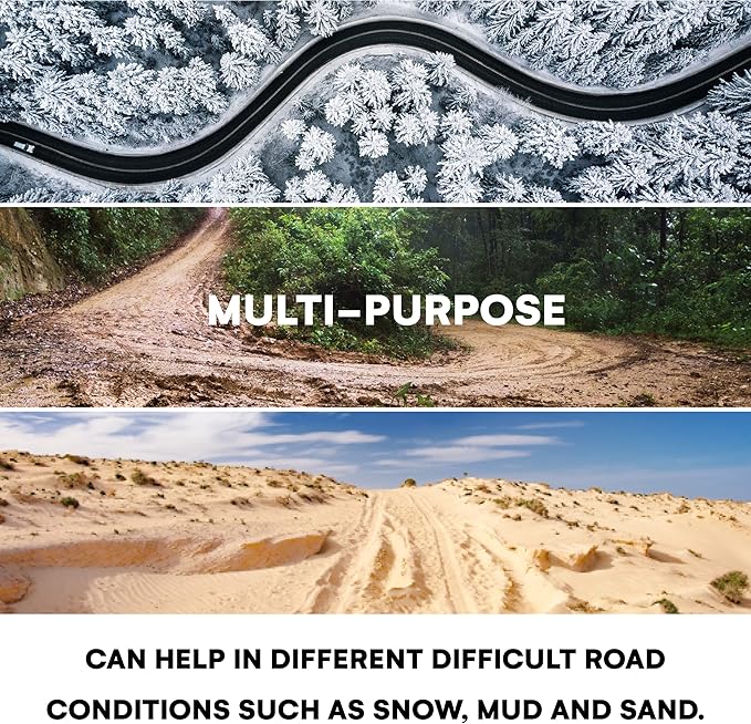 Boulder Tools Adjustable Anti-Slip Tire Chains for Car, Truck, SUVs - Compatible for (7.2-11.6 inch) Tires, Easy Install and 