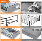 Under Bed Storage with Wheels, 2 Pack Under Bed Storage Containers with Dividers & Clear Lids, XXL 65L Under the bed storage 