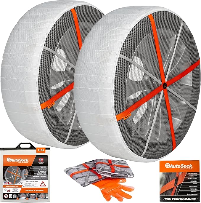 AutoSock Commercial Vehicle Snow Socks for Tires, AL69 - Car Sock Tire Traction Device for Snow, Ultimate Chain Alternative f
