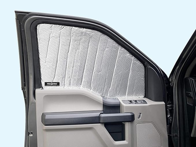 Side Window Front Seat Sunshade Custom Fit for 2017 2018 2019 2020 2021 2022 Ford Super Duty F-250 F250 F-350 F350 - Regular Cab, Super Cab, Super Crew Cab - 2Dr 4Dr (Set of 2) (NOT for E-Series)
