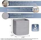 NaturalCozy Storage Cubes 11 Inch Cotton Rope Woven Baskets for Organizing, 3-Pack | Cube Storage Bin | Square Storage Basket