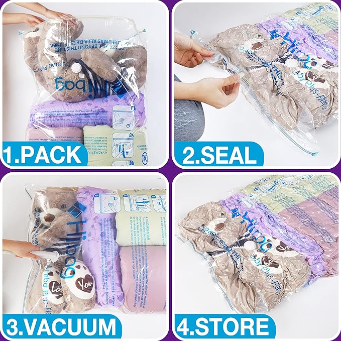 XXL Jumbo 47''X35'' Vacuum Storage Space Saver Bags Extra Large for Blanket, Bedding, Comforters and Huge Stuffed Toy (6 Pack
