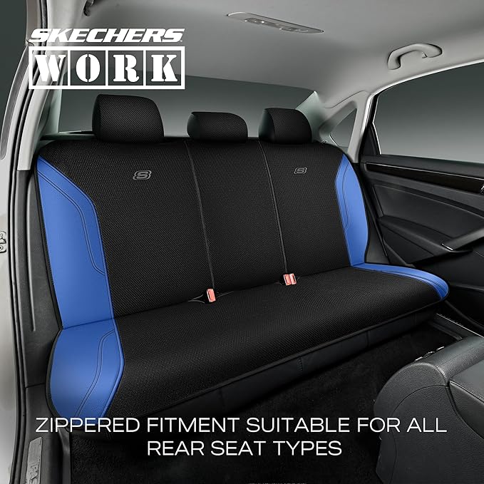 Skechers Car Seat Covers, Work Leather Seat Covers 5-Times Stronger Built-in Webbing, Oxford Fabric Seat Cover Full Sets, Air
