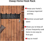 Dseap Coat Rack Wall Mounted - 5 Tri Hooks, Heavy Duty, Wooden Wall Coat Hanger Coat Hook for Clothes Hat Jacket Clothing, Bl
