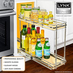 LYNK PROFESSIONAL® Élite™ Pull Out Spice Rack Organizer for Inside Kitchen Cabinets - 6" x 21" - Slide Out Drawer – Wood/Chro