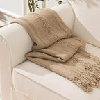 BATTILO HOME Tan Throw Blanket for Bed, Boho Decorative Couch, Taupe Home Decor, 50"x60"