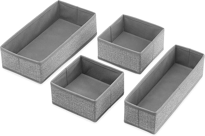 Whitmor 6283-9871 Set of 4-Crosshatch Gray Drawer Organizer
