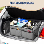 YSSOA Trunk Organizer for Car/SUV/Truck, Collapsible 2 Compartment Automotive Storage Box, 600D Waterproof Oxford Polyester