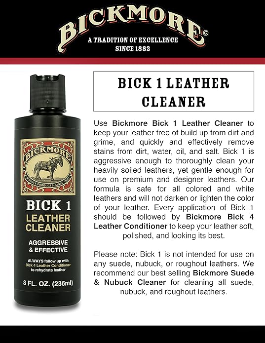 Leather Boot Care Kit - Bick 1 Cleaner, Bick 4 Conditioner, Gard-More Water Repellent Spray & Cloth - Made in USA - Shoe Care