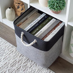 OrganiHaus 13x13 Cube Storage Bins 3 Pack, Foldable Cube Storage Organizer w/ Rope Handles, Collapsible Fabric Bins for Toys,