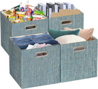 Posprica Storage Basket Bins,13×13×13 Foldable Storage Boxes Fabric Drawer Cubes for Closet Shelf Cabinet Bookcase - Set of 4