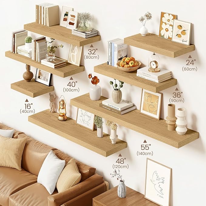 Vivelove 16 Inch Floating Shelves for Wall, 16x9 Display Shelves for Bathroom Living Room Kitchen Bedroom Office Farmhouse Ho