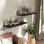 Deep Floating Shelves Wall Mounted, 36"x12" Black Wall Shelves with Brackets Set of 2 for Bedroom, Living Room, Bathroom, Kit