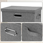 Graciadeco Medium 15" 21 Quart Collapsible Stackable Storage Bins with Lids, 5 Packs Grey Foldable Fabric Closet Boxes Heavy-