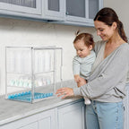 HBlife Baby Bottle Storage Organizer for Countertop Cabinet, 3 Tiers Adjustable Clear Acrylic Bottles Storage Station Case Bo