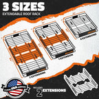Mockins 84"x39"x6" XL Extendable Roof Rack Cargo Carrier for Top of Vehicle Storage | 250 Lbs Capacity Weatherproof Steel Roof Basket | Heavy Duty Car Rooftop Cargo Carrier Set w/Ratchet Straps & Net