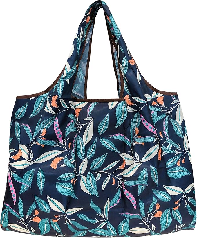 allydrew Large Foldable Tote Nylon Reusable Grocery Bags, 5 Pack